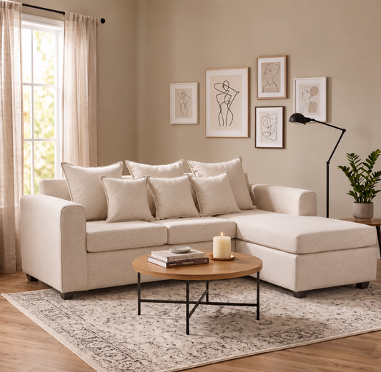 Seccional Atos 3.1 Tela Poliéster Chaise Longue Intercambiable