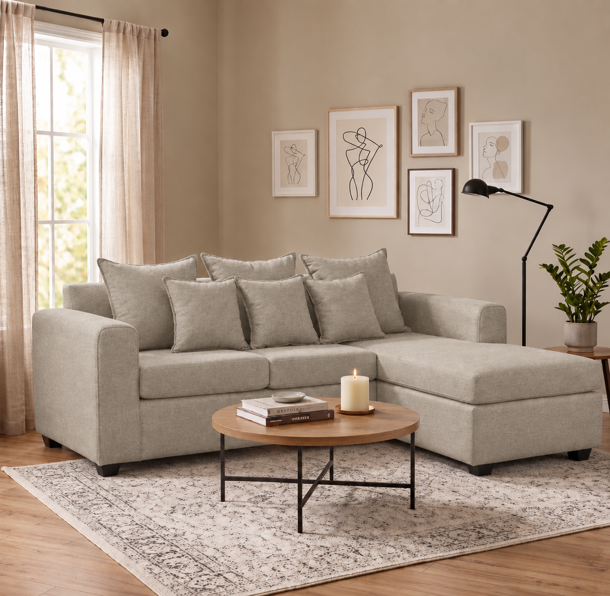 Seccional Atos 3.1 Tela Poliéster Chaise Longue Intercambiable