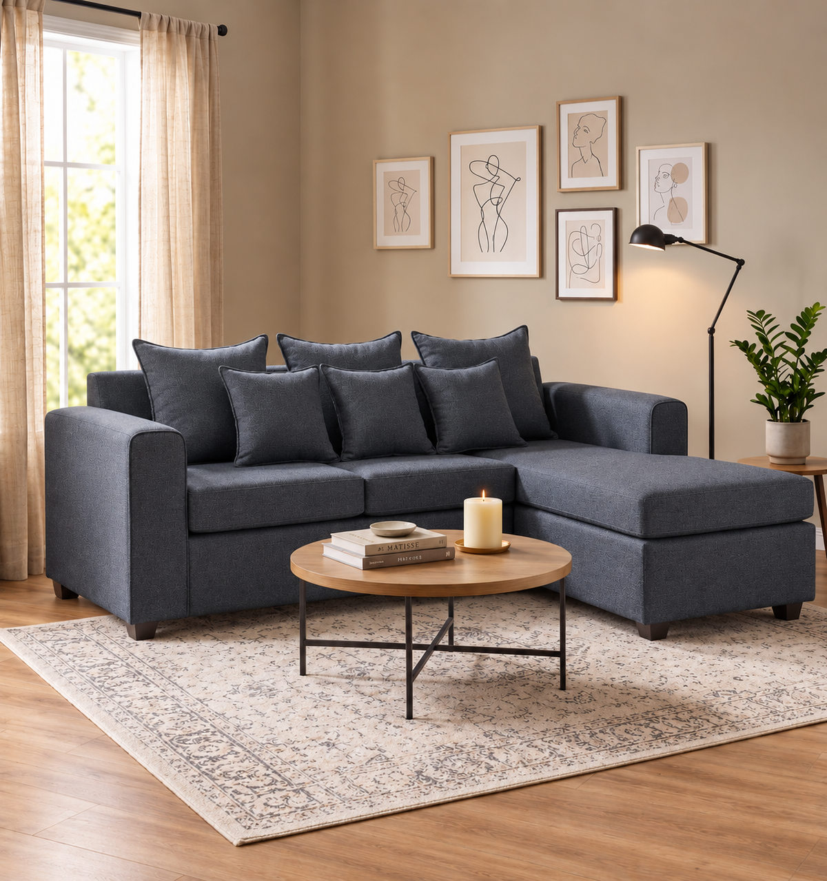 Seccional Atos 3.1 Tela Poliéster Chaise Longue Intercambiable