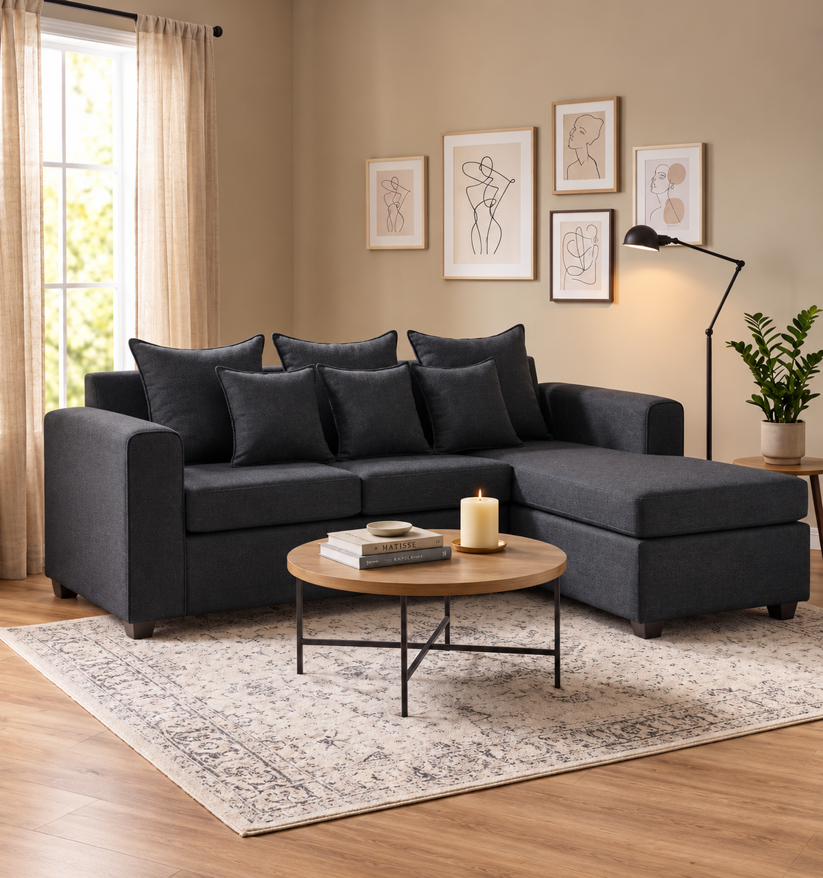 Seccional Atos 3.1 Tela Poliéster Chaise Longue Intercambiable