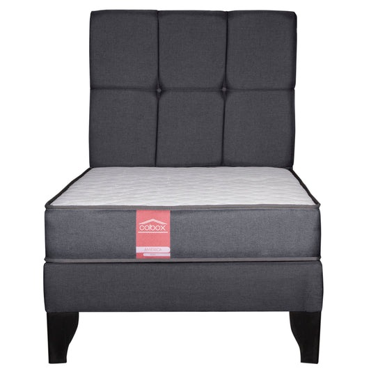 Cama Europea 1.5 Plazas + Respaldo
