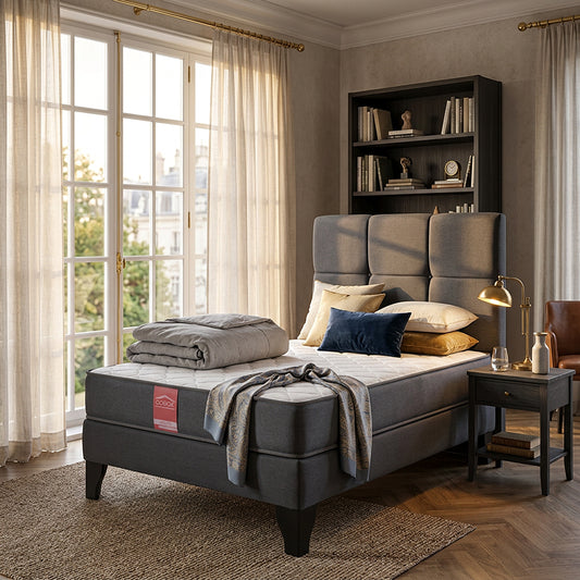 Cama Europea 1.5 Plazas + Respaldo
